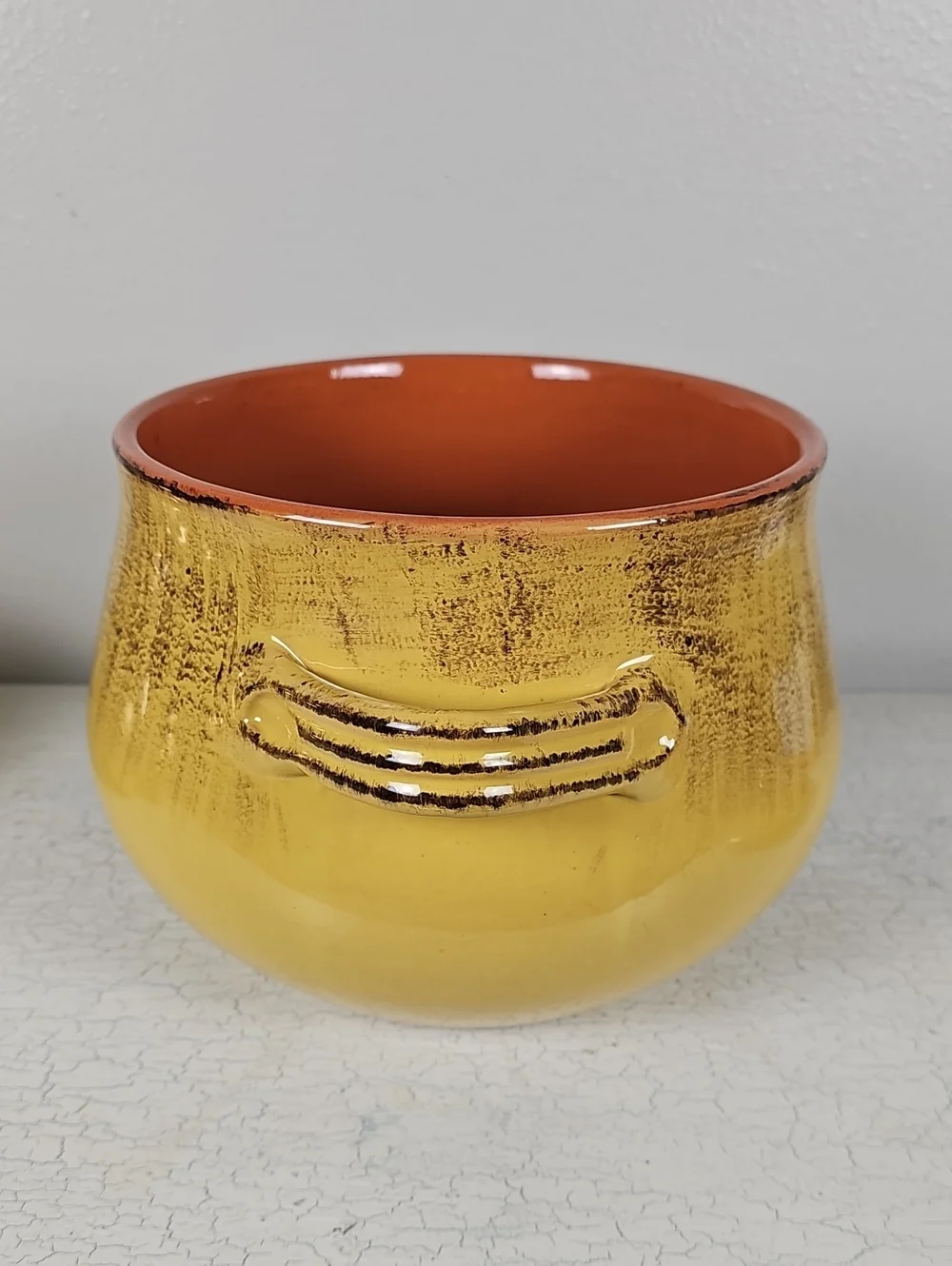 🍲 VTG De Silva Italy Yellow Terracotta Lidded Casserole Dish Bean Pot
